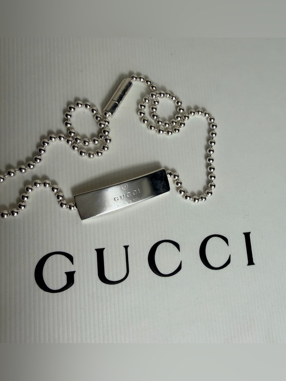 Gucci 925 Sterling Silver Ball-Chain Bar Bracelet - Picture 8 of 11